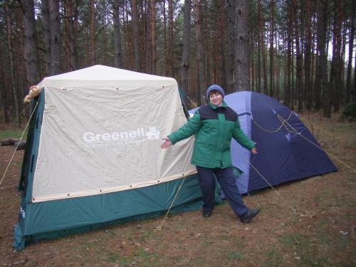Осенняя стыковка шатра и палатки.